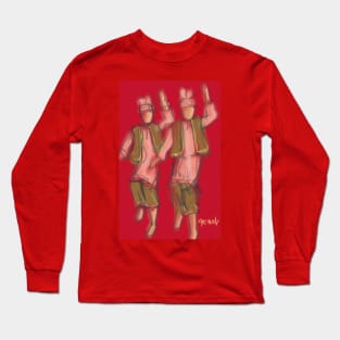 Bhangra Dancers Red Long Sleeve T-Shirt